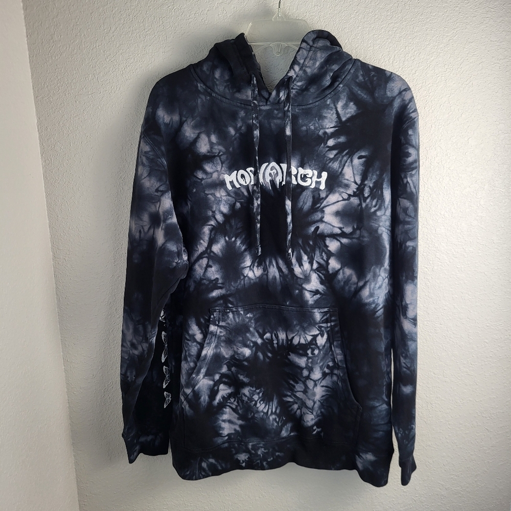 Monarch Sweatshirt Hoodie Mens Size Medium Dark Blue Tie Dye - Picture 1 of 9